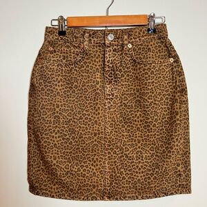 RE/DONE Brown Leopard Print Pencil Skirt Size 25 New